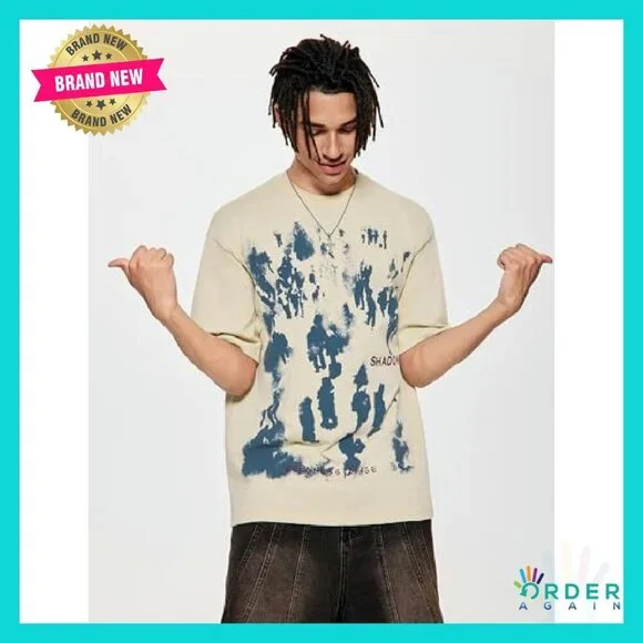 Oversized Graphic Tee Y2K Vintage Graffiti Tie Dye Streetwear Summer Tops - Picture 4 of 8